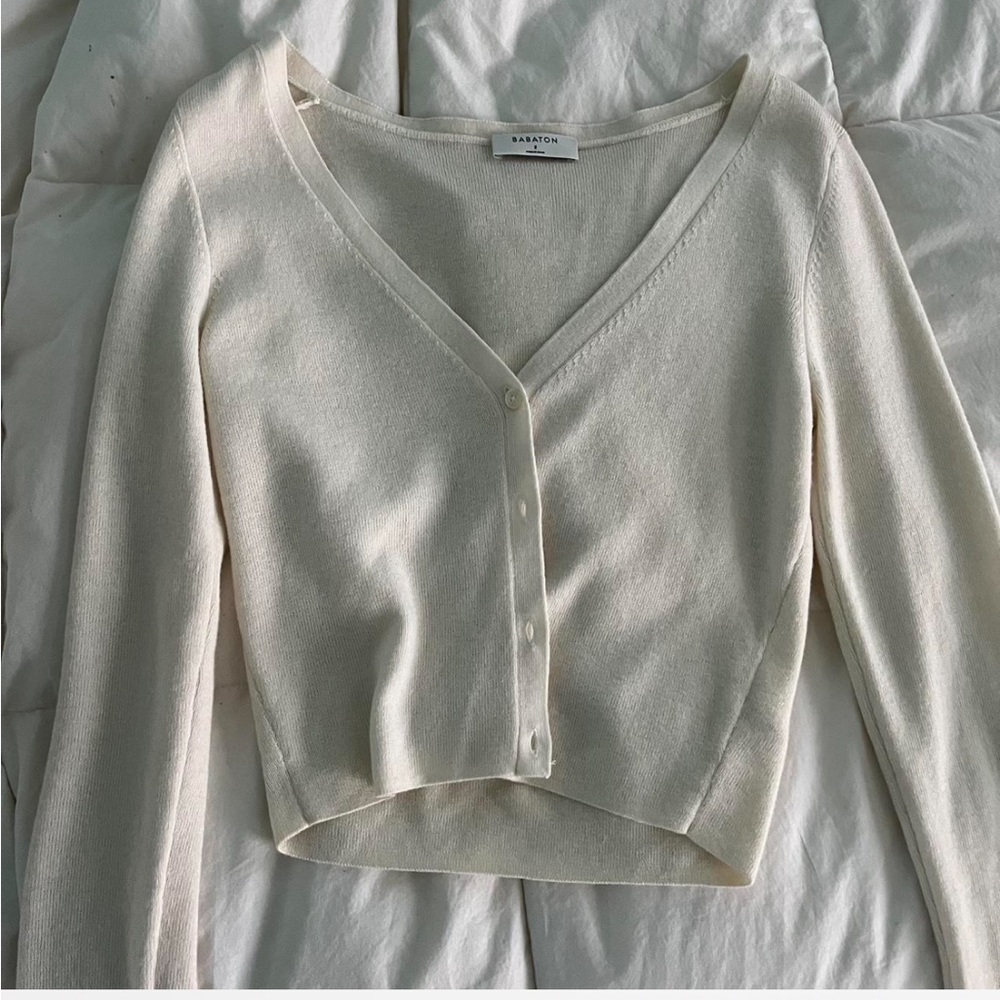 Babaton cropped cardigan size small 
off white/cream color.